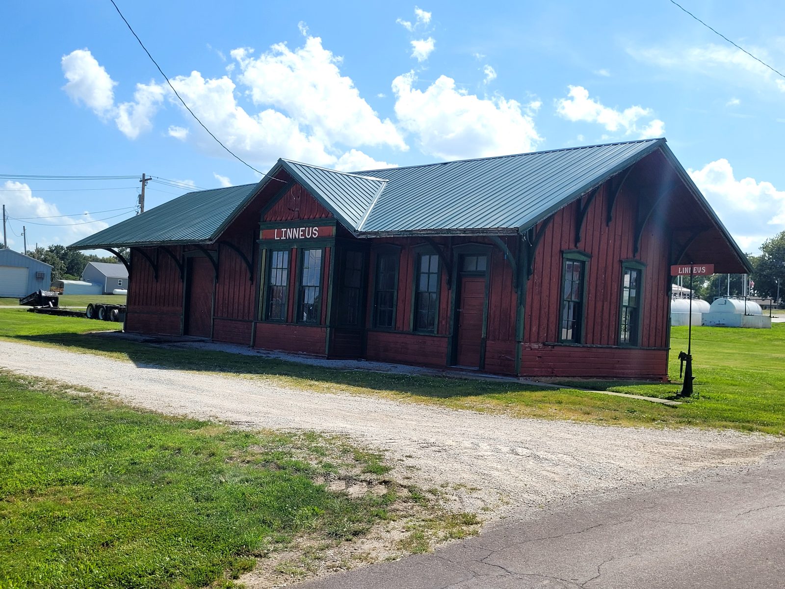 The historic Linneus railroad depot building